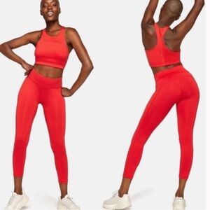 Outdoor Voices 2 Piece SET TechSweat Thrive 7/8 Legging and Sports Bra Red Small